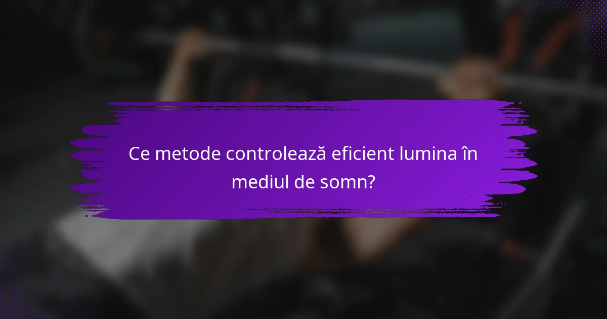 Ce metode controlează eficient lumina în mediul de somn?