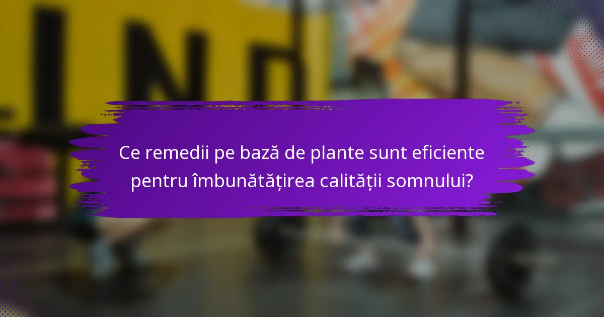 Ce remedii pe bază de plante sunt eficiente pentru îmbunătățirea calității somnului?