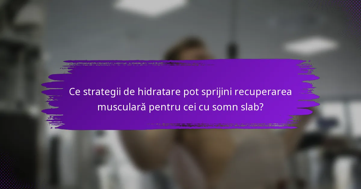Ce strategii de hidratare pot sprijini recuperarea musculară pentru cei cu somn slab?