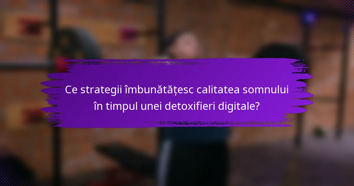 Ce strategii îmbunătățesc calitatea somnului în timpul unei detoxifieri digitale?