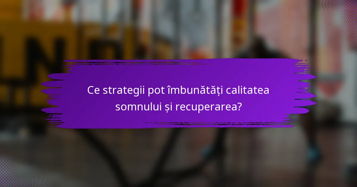 Ce strategii pot îmbunătăți calitatea somnului și recuperarea?