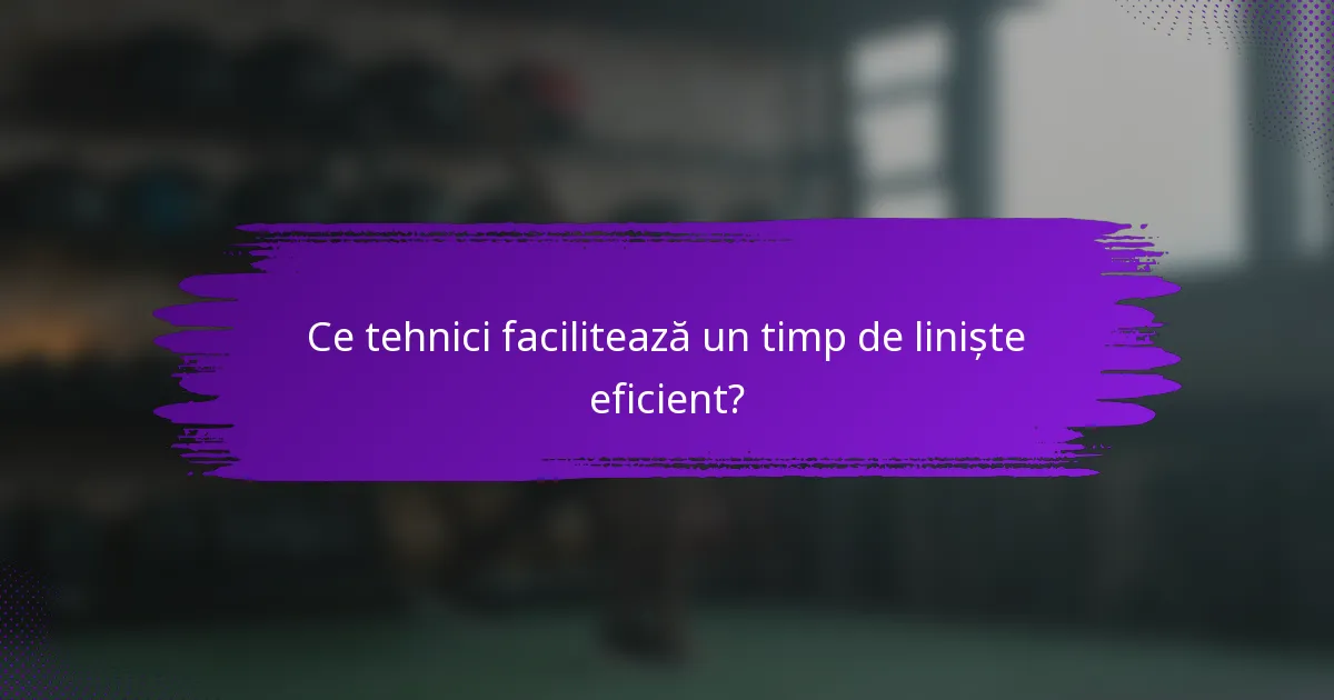 Ce tehnici facilitează un timp de liniște eficient?