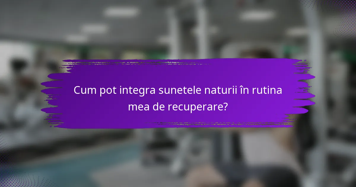 Cum pot integra sunetele naturii în rutina mea de recuperare?